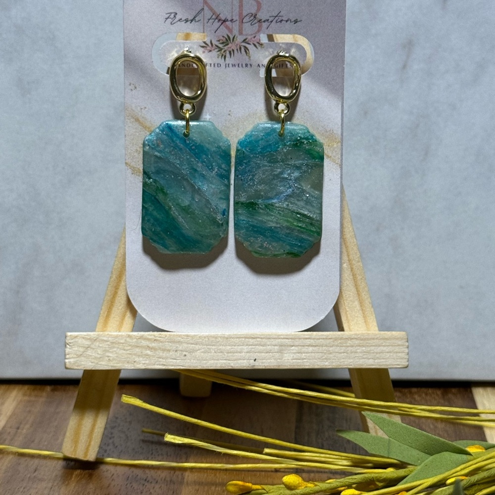 Elegant Blue and Green Earrings